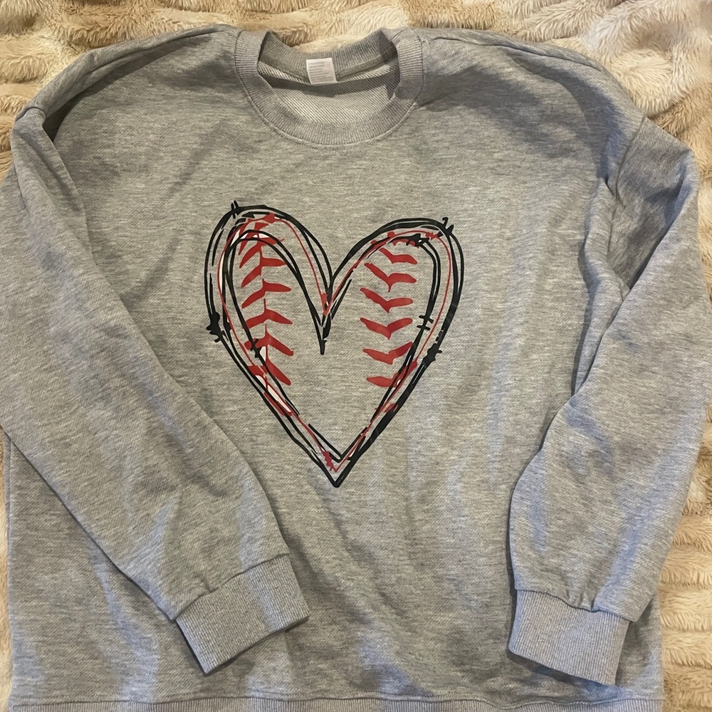 Gray Heart Baseball Sweatshirt